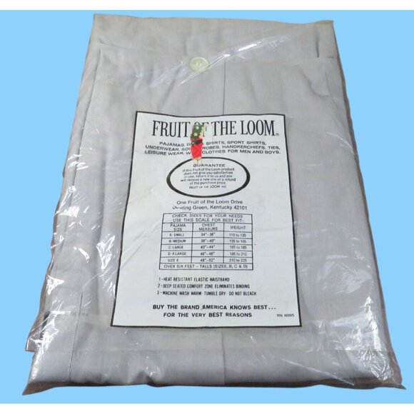 Fruit Of The Loom Men's Pajama Set C-Large Permanent Press Vintage Deadstock - Picture 2 of 4